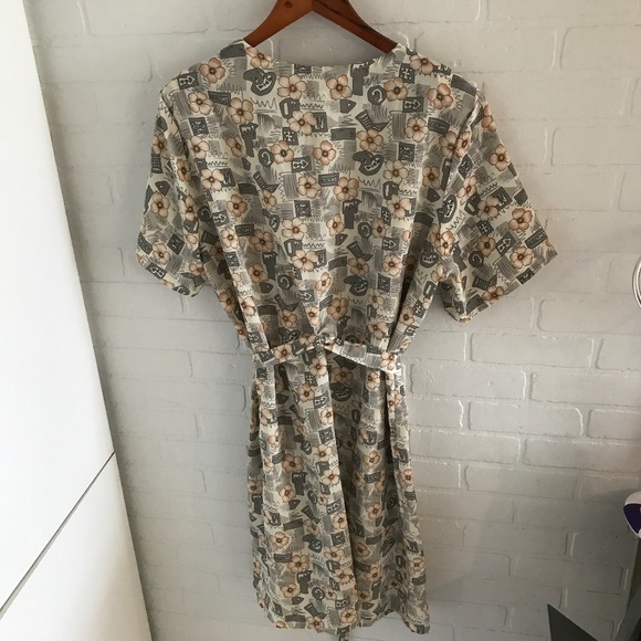 Vintage 80s Midi dress Floral print Mosaïc Grandma Grannycore XXL - Picture 7 of 13